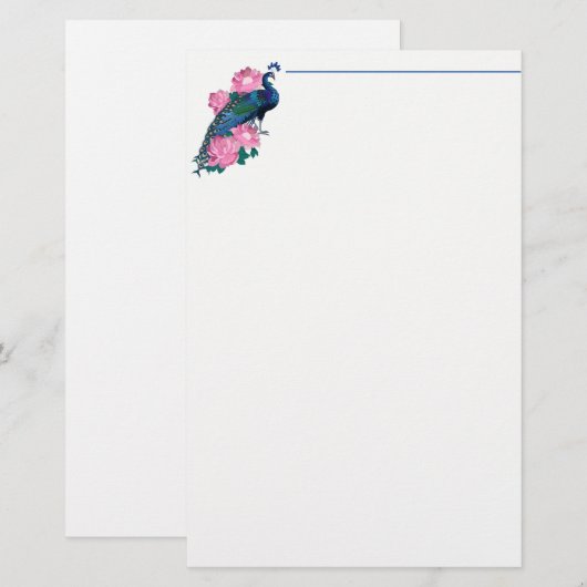 文房具紙 – 孔雀 便箋 (正面/裏面)