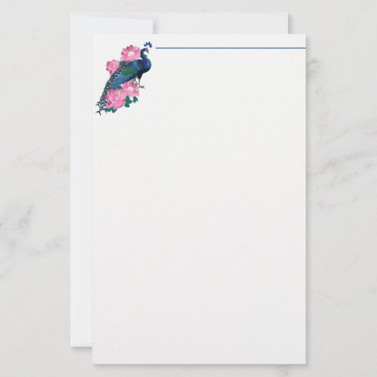 文房具紙 – 孔雀 便箋 (正面)