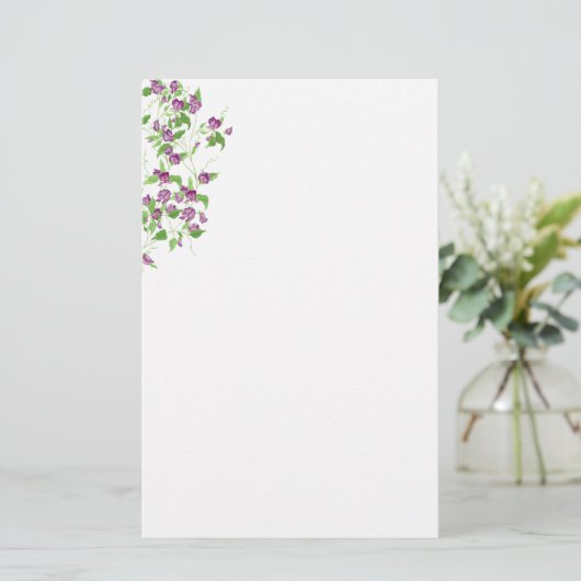 文房具紙 – 紫色の甘いエンドウ 便箋 (スタンド正面)
