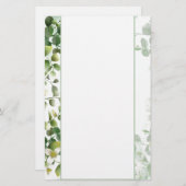 文房具紙 – 緑と白い花 便箋 (正面/裏面)