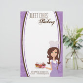 文房具 – ブルネット・ベイカー・パープル・カップケーキ焼き 便箋 (スタンド正面)