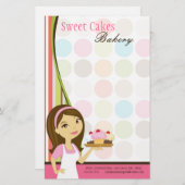 文房具 – ベーカリーブルネットのベーカーのカップケーキのベーカー 便箋 (正面/裏面)