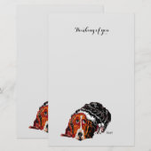 文房具：考えるさんの/ Basset Hound 便箋 (正面/裏面)