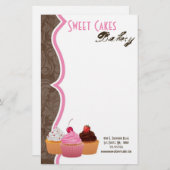 文房具 – Cup Cakesベーカリースウィートトリート 便箋 (正面/裏面)