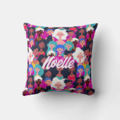 – 文数々の化女性の顔パターン、あなたの名前 クッション (裏面)