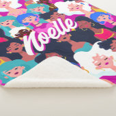  – 文数々の化女性の顔パターン、あなたの名前 シェルパブランケット (3/4)