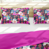 – 文数々の化女性の顔模様、ピンク 枕カバー