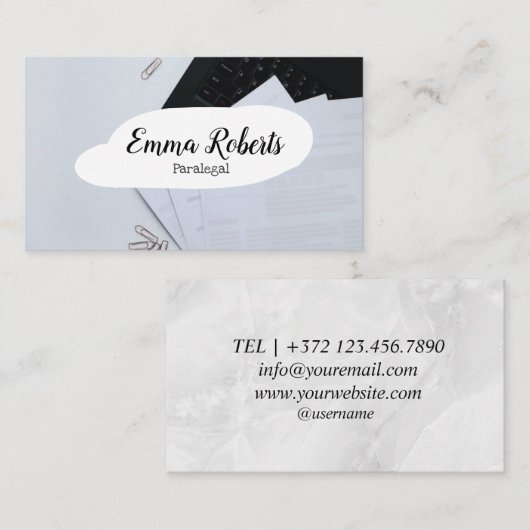 文書ピンク法弁護士パラリーガル 名刺 (正面/裏面)