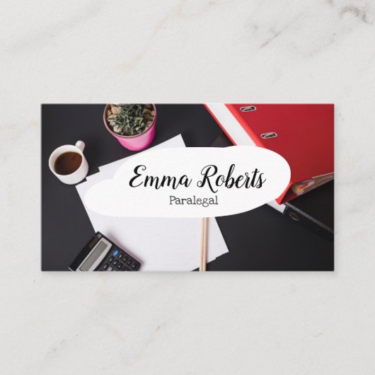 文書ピンク法弁護士パラリーガル 名刺 (正面)