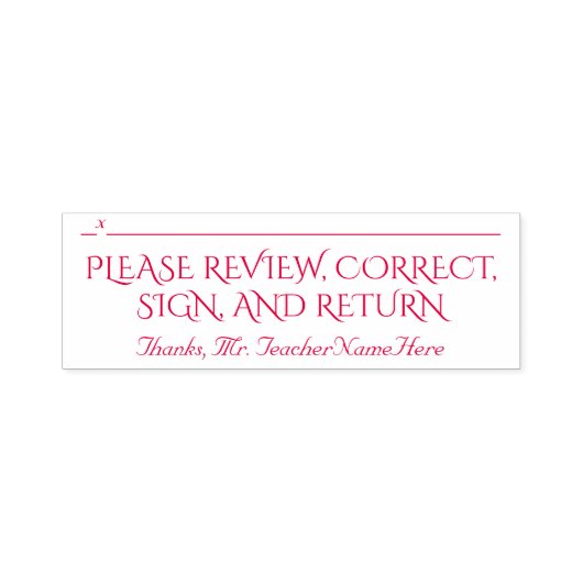 文書レビュー+先生名ラバースタンプ セルフインキングスタンプ (デザイン)