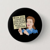 文法おもしろいユーモア |安全なプラクティス文字レトロ 缶バッジ (正面)