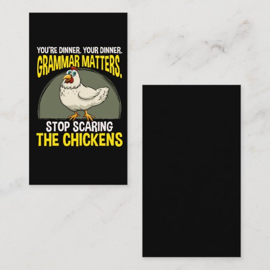 文法おもしろい先生チキン農業ユーモア 名刺 (正面/裏面)