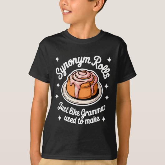 文法が文を作るように類義語が転がる Tシャツ (正面)