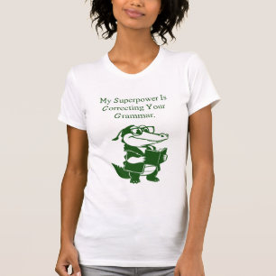 文法スーパーパワー おもしろ 英語教師 デザイン Tシャツ