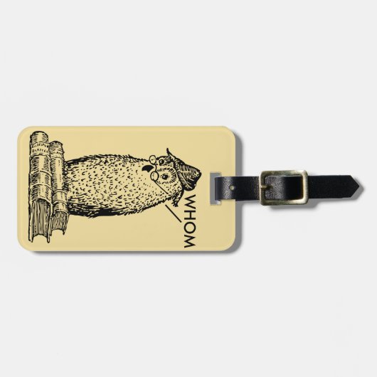 文法フクロウは誰言います ラゲッジタグ (正面横)