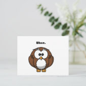 文法上のジョークおもしろい漫画を書くフクロウ ポストカード (スタンド正面)