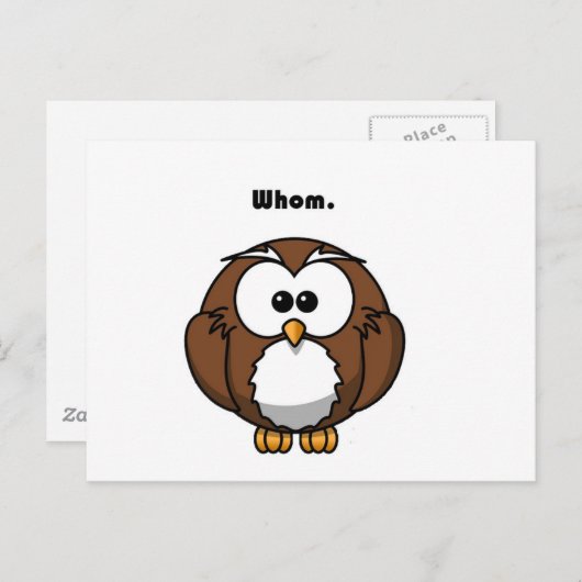 文法上のジョークおもしろい漫画を書くフクロウ ポストカード (正面/裏面)