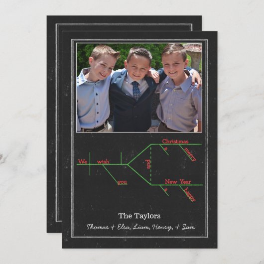 文法的に図式化されたメリークリスマスキャロル シーズンカード (正面/裏面)