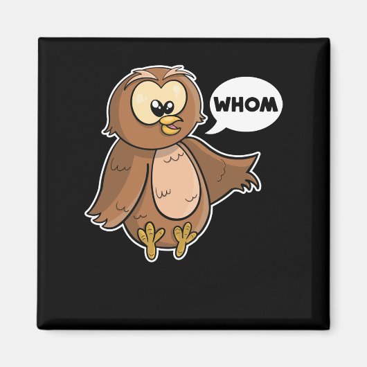 文法警察おもしろいフクロウ誰が英語先生 マグネット (正面)