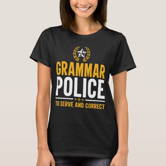 文法警察おもしろい英語先生 Tシャツ (正面)