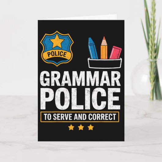文法警察が奉仕し正す 英語教師 カード (正面)