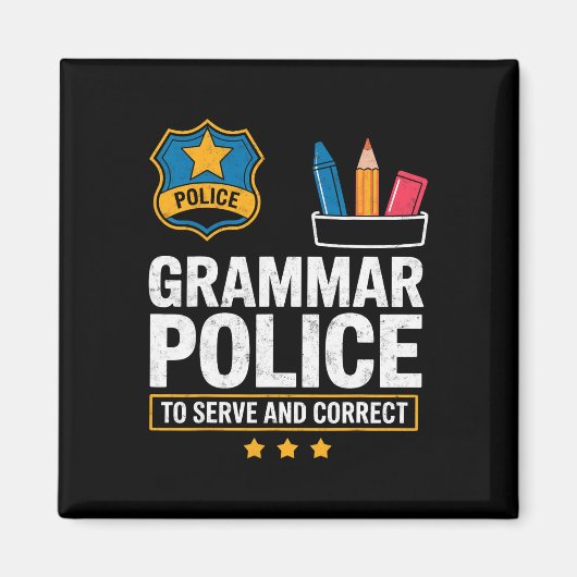 文法警察が奉仕し正す 英語教師 マグネット (正面)