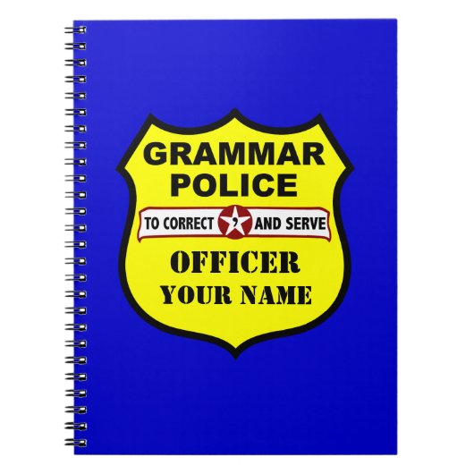 文法警察のカスタマイズ可能なノート ノートブック (正面)