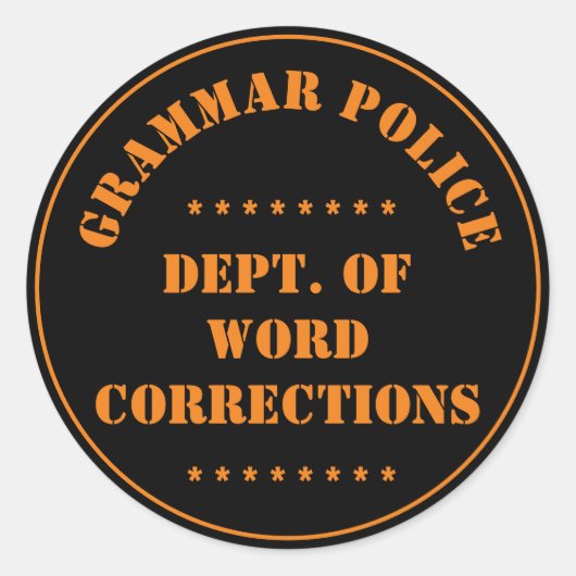 文法警察のユーモア ラウンドシール (正面)