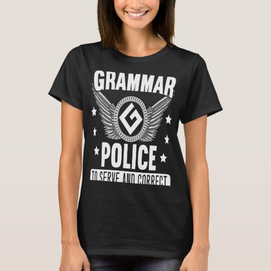 文法警察の文法科物文芸費 Tシャツ (正面)