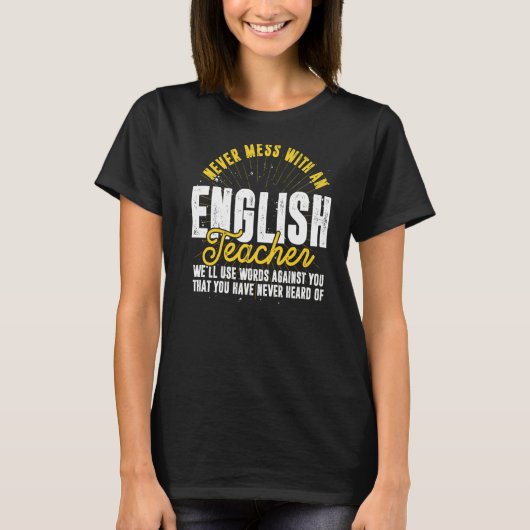 文法警察の英語先生スペル文法 Tシャツ (正面)