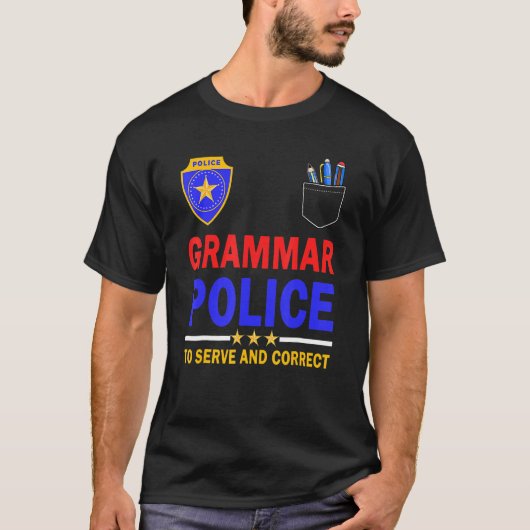 文法警察は奉仕と訂正の為に存在する Tシャツ (正面)