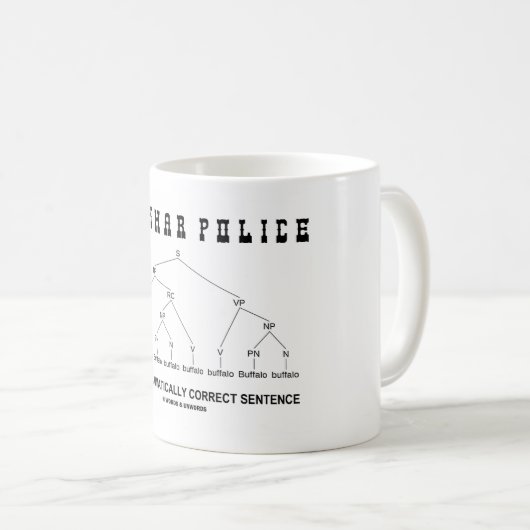 文法警察(バッファローは8回は文を訂正します) コーヒーマグカップ (正面右)