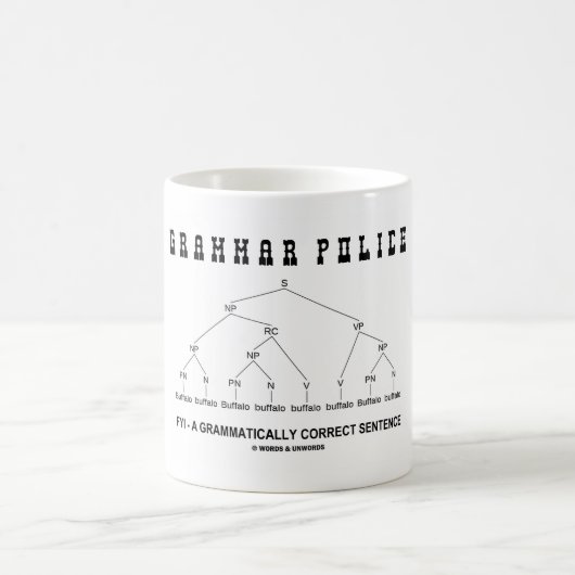 文法警察(バッファローは8回は文を訂正します) コーヒーマグカップ (中央)