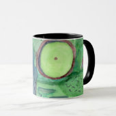 文献の刺激を受けたな緑の水彩画のマグ マグカップ (正面右)