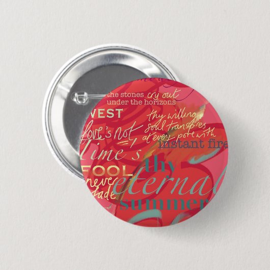 文献は愛詩歌のシェークスピアのピンクを引用します 缶バッジ (正面&裏面)