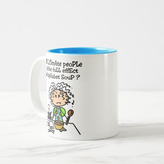 文盲の人々のユーモア ツートーンマグカップ (正面左)