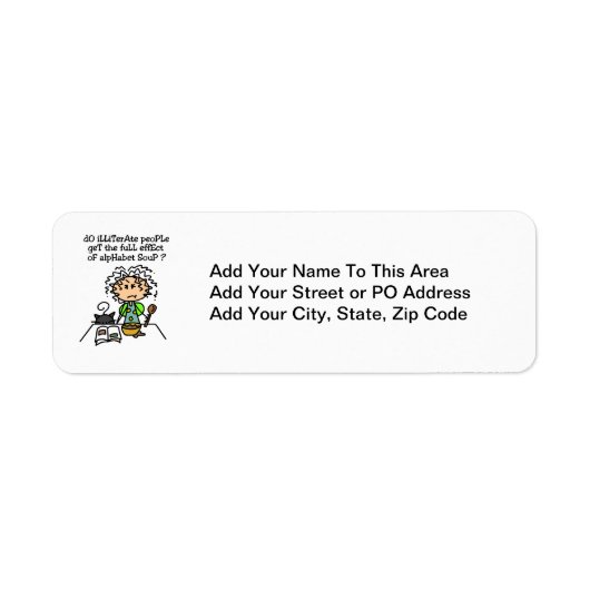 文盲の人々のユーモア ラベル (正面)