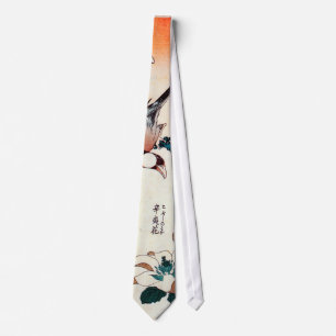 文鳥とコブシ, 北斎 Java Sparrow and Kobushi, Hokusai ネクタイ