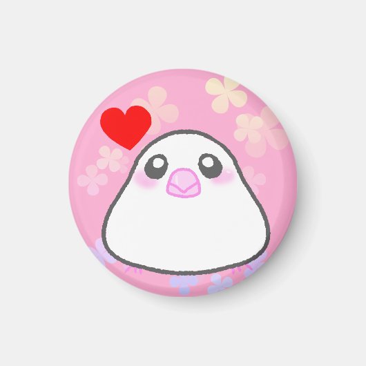 文鳥ぴょんちゃんLOVEマグネット マグネット (正面)