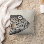 斑付きトランクフィッシュアンティーク版木、銅版、版画 クッション (ブランケット)