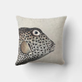 斑付きトランクフィッシュアンティーク版木、銅版、版画 クッション (裏面)