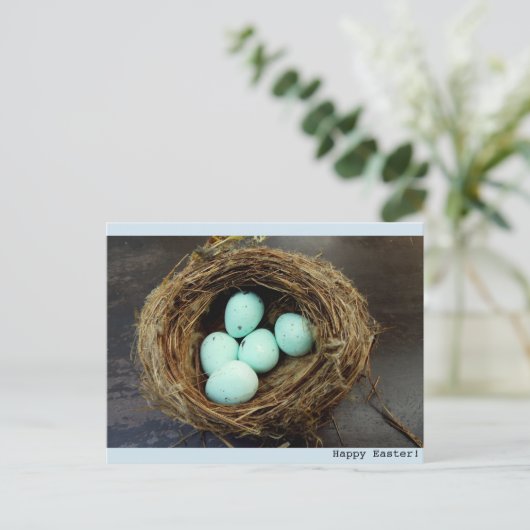 斑入りのイースターエッグは鳥の巣の写真を実在します シーズンポストカード (スタンド正面)