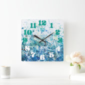 斑入りの海I スクエア壁時計 (ホーム)