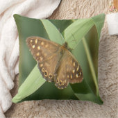 斑入りウッドバタフライオングリーン装飾用クッション クッション (ブランケット)
