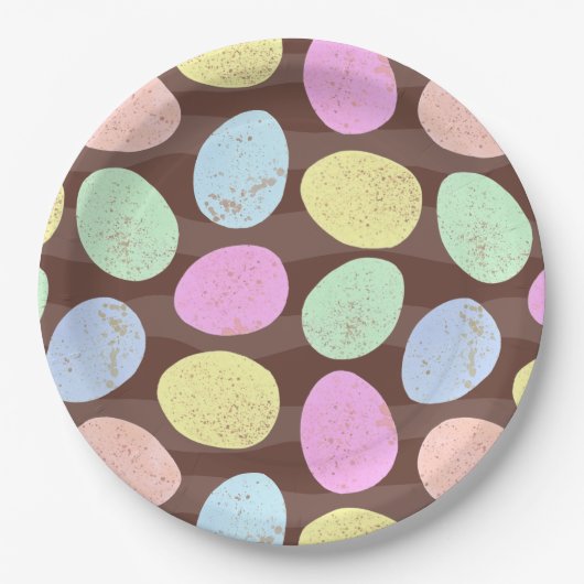 斑入りキャンディイースターエッグパターン ペーパープレート (正面)