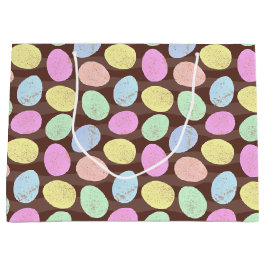 斑入りキャンディイースターエッグパターン ラージペーパーバッグ