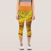 斑入りサンセットオレンジヒョウ柄 カプリレギンス (正面)