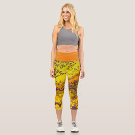 斑入りサンセットオレンジヒョウ柄 カプリレギンス