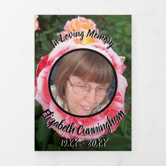 斑入りピンクイエローローズフローラ写真 三つ折り案内状 (カバー)