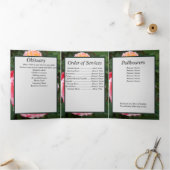 斑入りピンクイエローローズフローラ写真 三つ折り案内状 (内部)